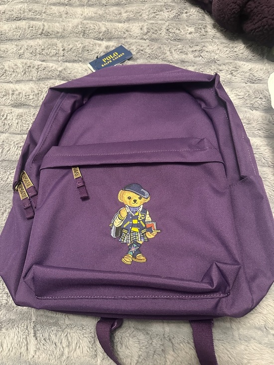 Polo Ralph Lauren Handbags - Polo by Ralph Lauren Purple Backpack with Bear Embroidery